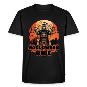 Halloween ride. Riding a motorbike on Halloween. - Men's Premium Organic T-Shirt - black - Front - Nico (187cm)