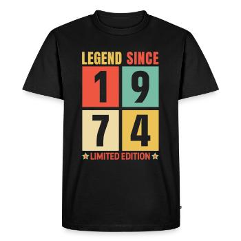Légende Depuis 1974 Edition Limitée née en 1974 - T-shirt Premium bio Homme - noir - Devant - Nico (187cm)