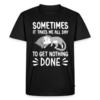 Doing nothing Cat sleeping funny Cats Sayings - Men's Premium Organic T-Shirt - black - Front - Nico (187cm)
