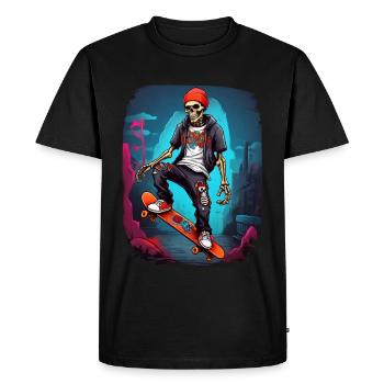 Skateboard Squelette - T-shirt Premium bio Homme - noir - Devant - Nico (187cm)