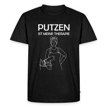 Putzen ist meine Therapie lustige Putzfrau Sprüche - Männer Premium Bio T-Shirt - Schwarz - Vorne - Nico (187cm)