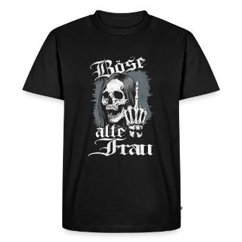 Böse Alte Frau Totenkopf - Männer Premium Bio T-Shirt - Schwarz - Vorne - Nico (187cm)