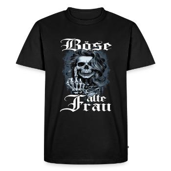 Böse Alte Frau Totenkopf - Männer Premium Bio T-Shirt - Schwarz - Vorne - Nico (187cm)