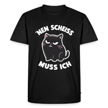 drôle de chat cool qui dit une merde je dois - T-shirt Premium bio Homme - noir - Devant - Nico (187cm)