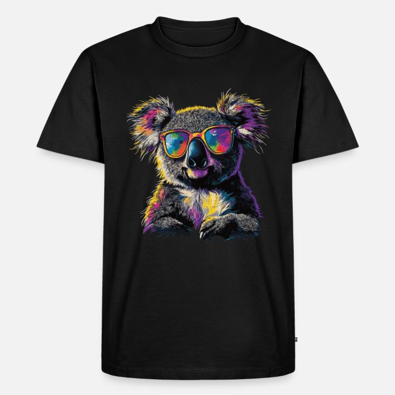 Koala Mit Sonnenbrille - Männer Premium Bio T-Shirt - Schwarz