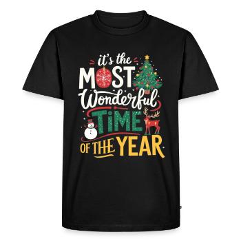 Noël Réveillon de Noël La plus belle période de l’année - T-shirt Premium bio Homme - noir - Devant - Nico (187cm)