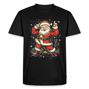 Père Noël Noël Vintage Noël Noël Vibes - T-shirt Premium bio Homme - noir - Devant - Nico (187cm)