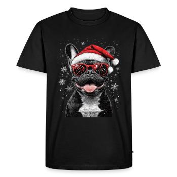 Noël du bouledogue français - T-shirt Premium bio Homme - noir - Devant - Nico (187cm)