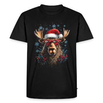 Cool Moose Christmas Christmas Motif - Men's Premium Organic T-Shirt - black - Front - Nico (187cm)