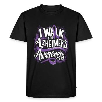 Sensibilisation à la maladie d’Alzheimer Ruban violet - T-shirt Premium bio Homme - noir - Devant - Nico (187cm)