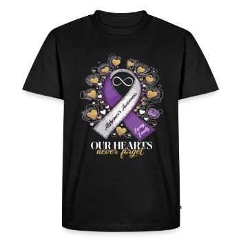 Sensibilisation à la maladie d’Alzheimer Ruban violet - T-shirt Premium bio Homme - noir - Devant - Nico (187cm)