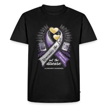 Sensibilisation à la maladie d’Alzheimer Ruban violet - T-shirt Premium bio Homme - noir - Devant - Nico (187cm)