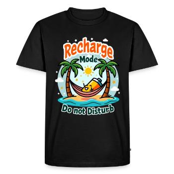 Thème amusant « Mode de recharge - Ne pas déranger » - T-shirt Premium bio Homme - noir - Devant - Nico (187cm)