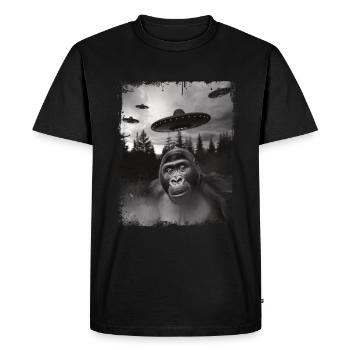 Funny Gorilla UFO Weird Stuff Meme - Men's Premium Organic T-Shirt - black - Front - Nico (187cm)