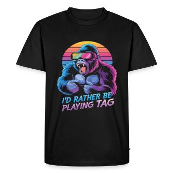 VR Tag Gaming Gorilla - Men's Premium Organic T-Shirt - black - Front - Nico (187cm)
