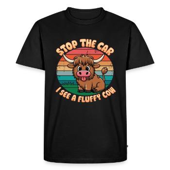 Highland Cattle Fluffy Cow Shaggy Cattle - Men's Premium Organic T-Shirt - black - Front - Nico (187cm)