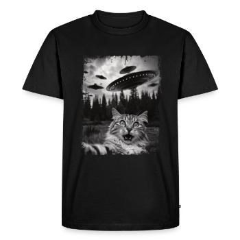 Drôle de chat Selfie OVNI graphique - T-shirt Premium bio Homme - noir - Devant - Nico (187cm)