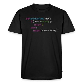 Fun assembly and coding design - Men's Premium Organic T-Shirt - black - Front - Nico (187cm)