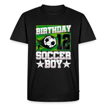 12th birthday Boy Soccer 12 Years Old Gifts - Men's Premium Organic T-Shirt - black - Front - Nico (187cm)