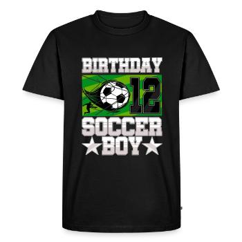 12th birthday Boy Soccer 12 Years Old Gifts - Men's Premium Organic T-Shirt - black - Front - Nico (187cm)