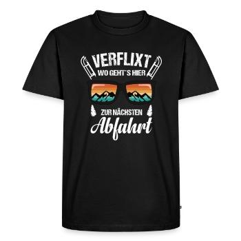 Abfahrt Rodel Schlitten - Männer Premium Bio T-Shirt - Schwarz - Vorne - Nico (187cm)