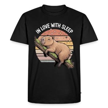 Cute Capybara Sleep Design - Men's Premium Organic T-Shirt - black - Front - Nico (187cm)