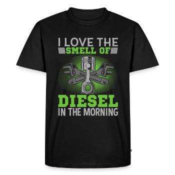 J’adore l’odeur du diesel le matin - T-shirt Premium bio Homme - noir - Devant - Nico (187cm)