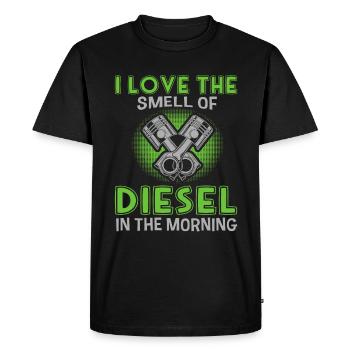 J’adore l’odeur du diesel le matin - T-shirt Premium bio Homme - noir - Devant - Nico (187cm)