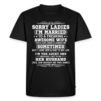 Désolé, mesdames, je suis un gars drôle - T-shirt Premium bio Homme - noir - Devant - Nico (187cm)