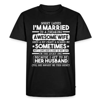 Désolé, mesdames, je suis marié, - T-shirt Premium bio Homme - noir - Devant - Nico (187cm)