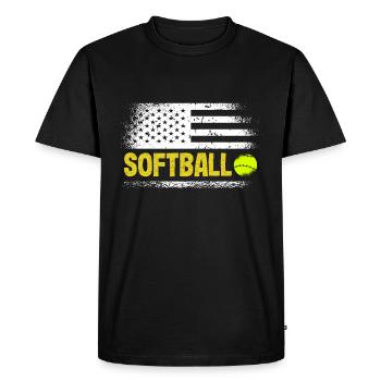 Patriotic Softball Team American Flag - Men's Premium Organic T-Shirt - black - Front - Nico (187cm)