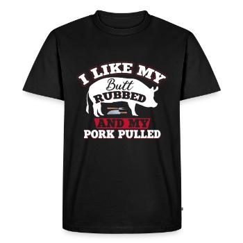 I like My Butt, The Funny Grill Bbq - Men's Premium Organic T-Shirt - black - Front - Nico (187cm)