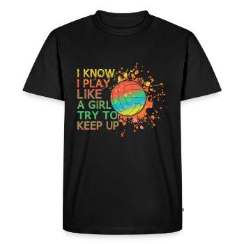 Volley-ball Je sais que je joue comme une fille, - T-shirt Premium bio Homme - noir - Devant - Nico (187cm)