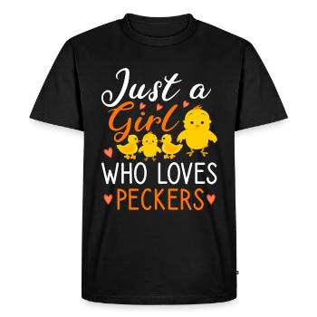 Just A Girl Who Loves Peckers Chicken - Men's Premium Organic T-Shirt - black - Front - Nico (187cm)