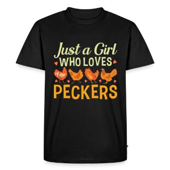 Just A Girl Who Loves Peckers Chicken - Men's Premium Organic T-Shirt - black - Front - Nico (187cm)