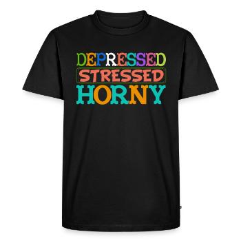 Depressed, stressed, single-life women - Men's Premium Organic T-Shirt - black - Front - Nico (187cm)