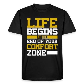 La vie commence à la fin de votre - T-shirt Premium bio Homme - noir - Devant - Nico (187cm)