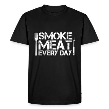 Fumer de la viande tous les jours Barbecue drôle - T-shirt Premium bio Homme - noir - Devant - Nico (187cm)