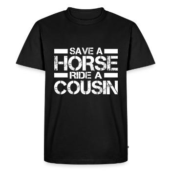 Économisez une balade à cheval avec un cousin lustiger - T-shirt Premium bio Homme - noir - Devant - Nico (187cm)