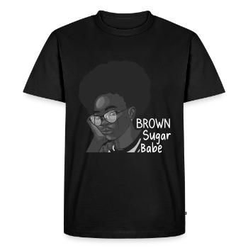 Brown Sugar Babe Proud Black Queen Afro - Men's Premium Organic T-Shirt - black - Front - Nico (187cm)
