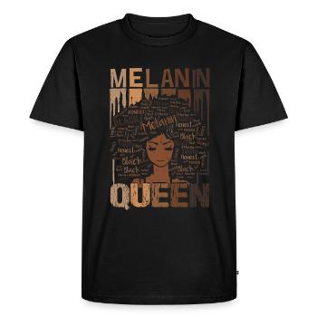Melanin Queen Proud Black Queen Afro - Men's Premium Organic T-Shirt - black - Front - Nico (187cm)