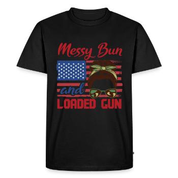 Chignon désordonné et patriotique chargé - T-shirt Premium bio Homme - noir - Devant - Nico (187cm)