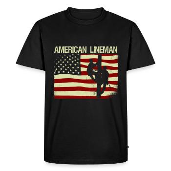 Électricien patriotique American Flag Lineman - T-shirt Premium bio Homme - noir - Devant - Nico (187cm)