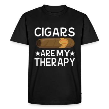 Cigars are my therapy Cigar smokers - Men's Premium Organic T-Shirt - black - Front - Nico (187cm)