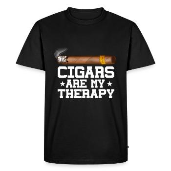 Les cigares sont ma thérapie Les fumeurs de cigares - T-shirt Premium bio Homme - noir - Devant - Nico (187cm)