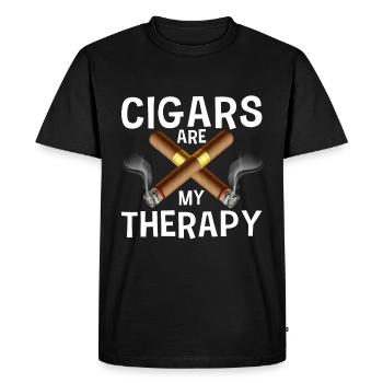 Cigars are my therapy Cigar smokers - Men's Premium Organic T-Shirt - black - Front - Nico (187cm)