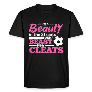 Je suis une beauté dans les rues et un - T-shirt Premium bio Homme - noir - Devant - Nico (187cm)