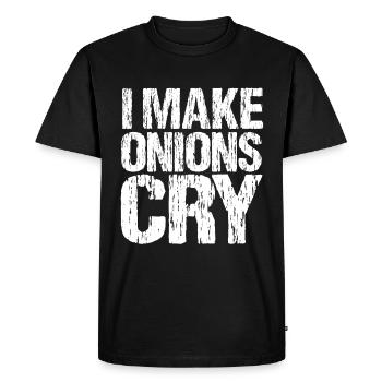 Drôle de cuisinier j’apporte des oignons pour pleurer - T-shirt Premium bio Homme - noir - Devant - Nico (187cm)