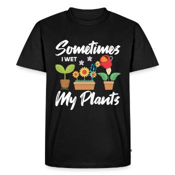 Parfois, j’humidifie mes plantes plus drôlement - T-shirt Premium bio Homme - noir - Devant - Nico (187cm)