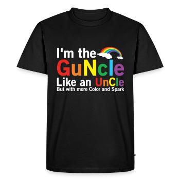 Drôle de Guncle Gay Uncle Pride Couleur Arc-en-ciel - T-shirt Premium bio Homme - noir - Devant - Nico (187cm)